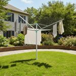 SONGMICS Wäschespinne, höhenverstellbarer, 60 m Wäscheleine, für 6 Waschladungen, draußen, silbern-grün