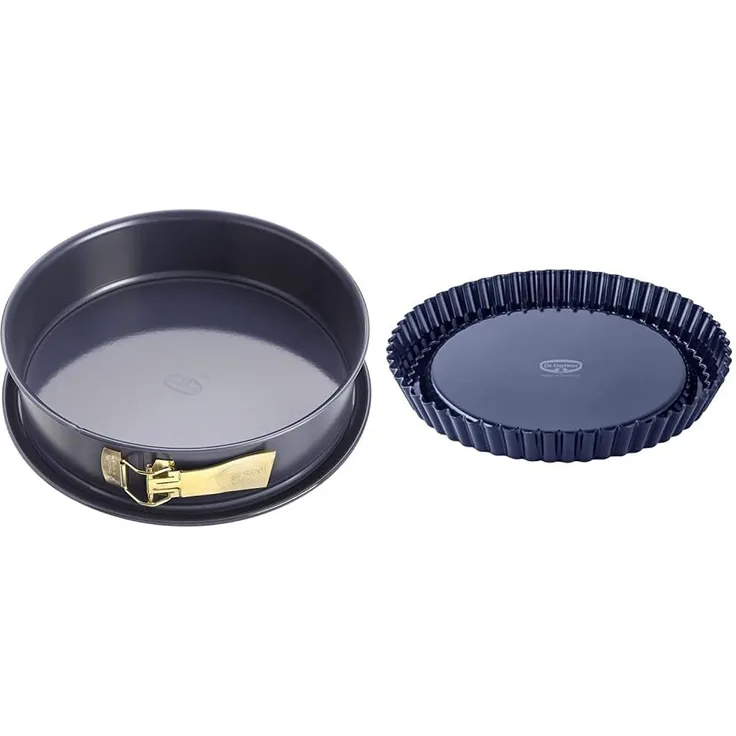 Dr. Oetker Springform Ø 28 cm BACK-LIEBE EMAILLE, Backform mit schnitt- & kratzfestem Flachboden mit Emaille-Versiegelung, Blau & Obstform Ø 28 cm, Obstkuchenform für schmackhafte Obstkuchen
