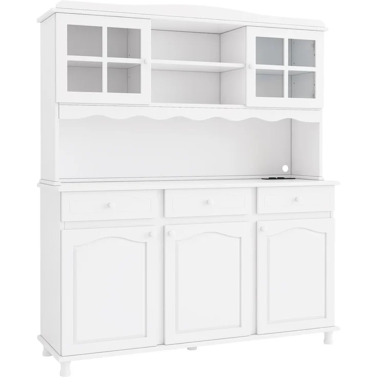 Buffetschrank mit LED-Beleuchtung & USB-Anschlüssen, 135x40x185 cm, Weiß – Bild 8
