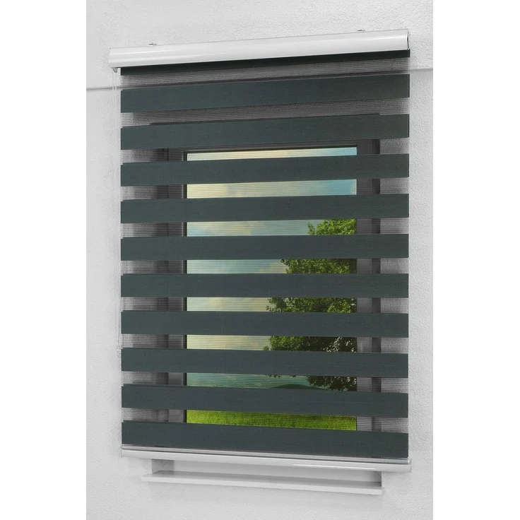 Lysel - Qualitätsdoppelrollo schwarzgrau, (B x H) 220cm x 175cm in schwarz/schwarzgrau – Bild 6