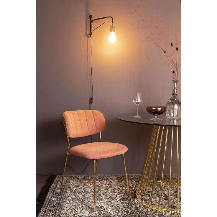 Esszimmerstuhl Jolien im 2er-Set, Rosa mit goldenem Metallgestell und Stoffbezug, Sitzhöhe 48 cm, belastbar bis 150 kg – Bild 9
