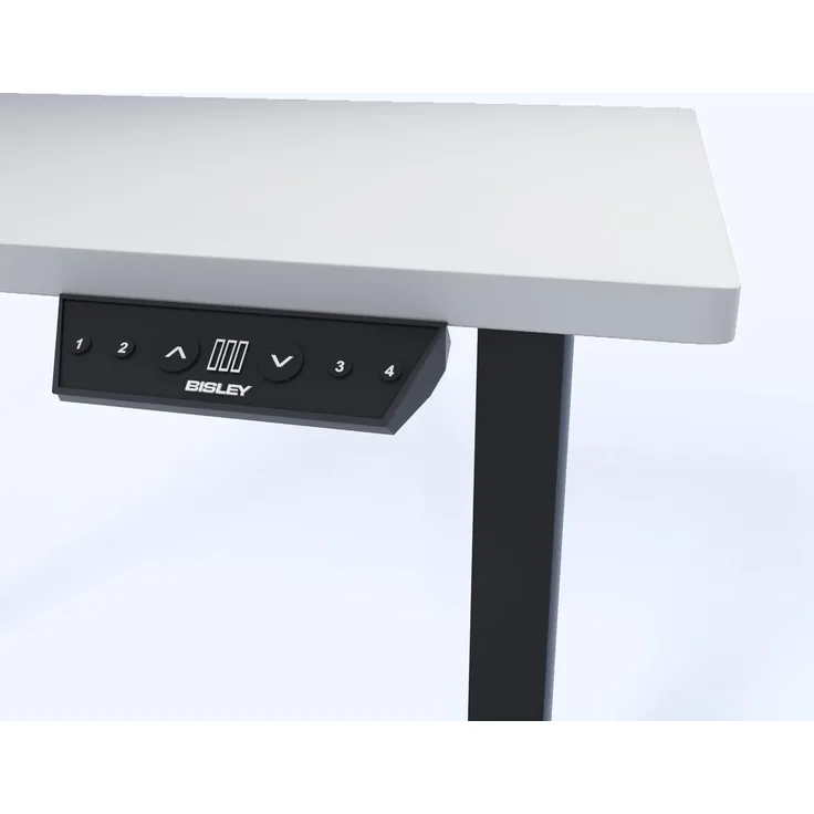 Bisley E-StarterTech, 2 Säulen, Maße Säule 45x75/50x80 mm, MFC Tischplatte, hochwertig und langlebig, Maße: H 25 x B 1400 x T 800 mm, Farbe: Gestell 333 schwarz Platte 007 lichtgrau