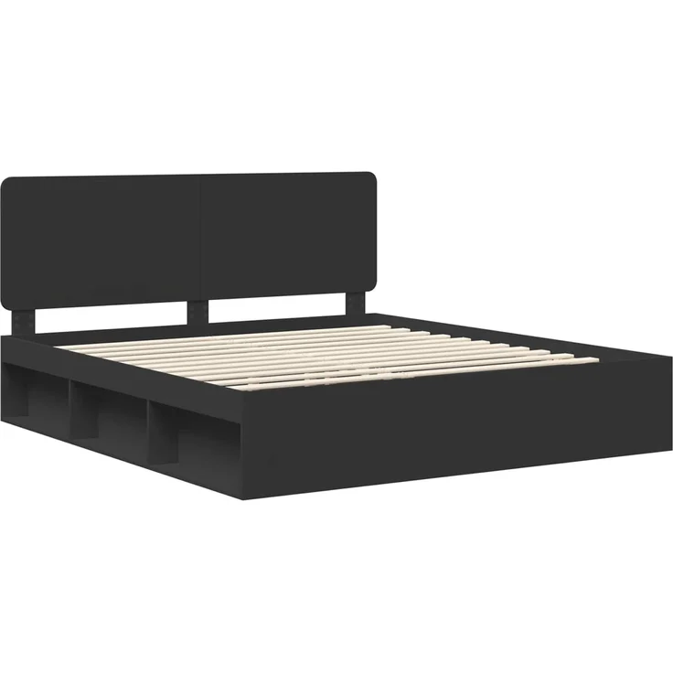 vidaXL Bettrahmen Schwarz 200 x 200 cm Massives Kiefernholz 3412444 – Bild 3