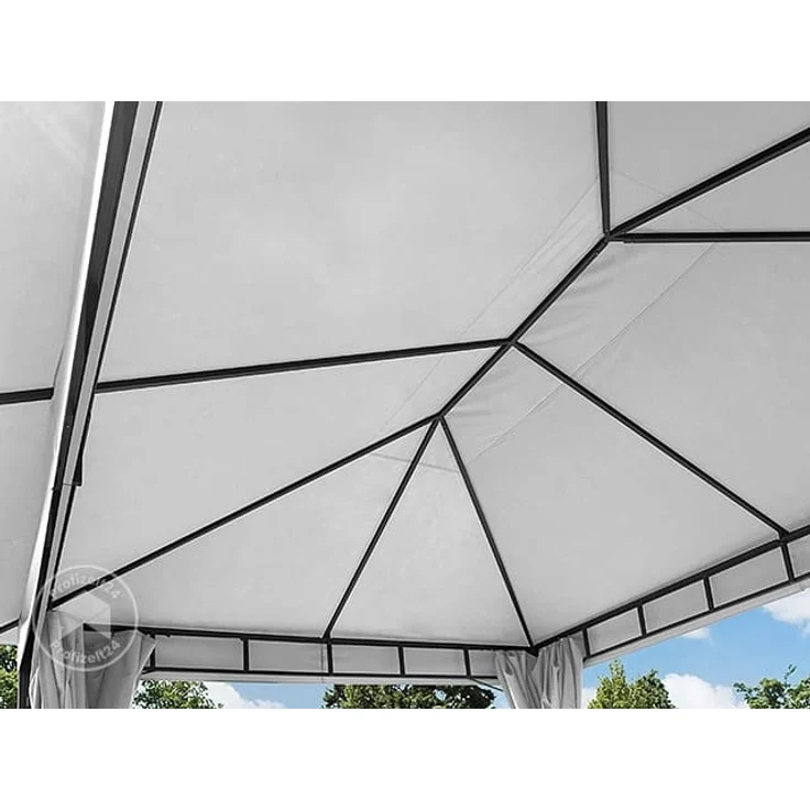 Gartenpavillon 3x4 m ALU PREMIUM ca. 220g/m² Dachplane wasserdicht Pavillon 4 Seitenteile Gartenzelt hellgrau ca. 9x9 cm Profil – Bild 6