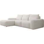 Selsey 'Carnos' Ecksofa mit Schlaffunktion, Lendenkissen, wasserabweisendem Chenille, Creme, links