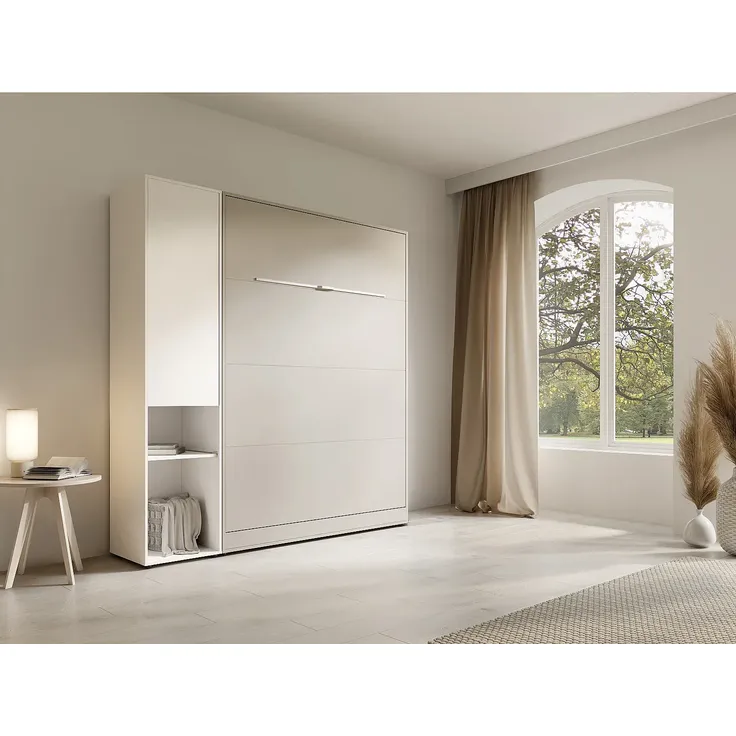 Vente-unique - RAPILI Bett Holz, Platte BeigeWeiß - B 50 cm239,2 cm x H 225,2 cm x L 209 cm – Bild 2