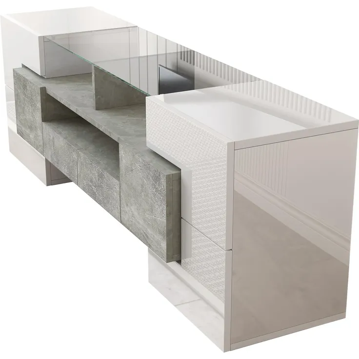 Lowboard, 145/30/51 cm, TV-Schrank, Fernsehtisch, Fernsehschrank für Wohnzimmer, stehend, glänzend – Bild 8