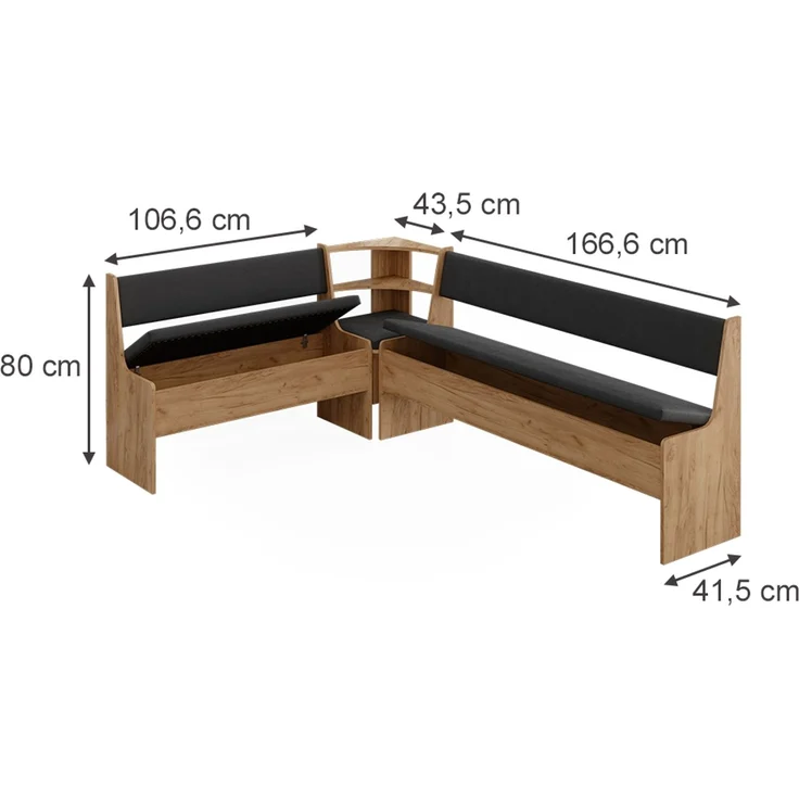 Eckbankgruppe Roman Goldkraft Eiche 150.1x210.1 cm Vicco – Bild 2