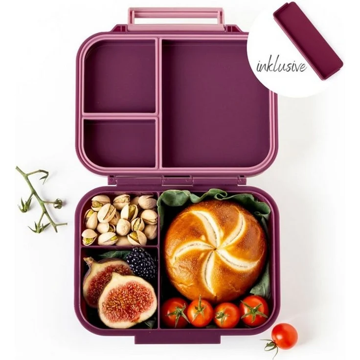 LEKKABOX Lunchbox Mini Kinder Bentobox, 3 Fächer - Brotdose Vesperdose Brotbüchse, Für feuchte Lebensmittel auslaufsicher, inkl. extra Trenner – Bild 4