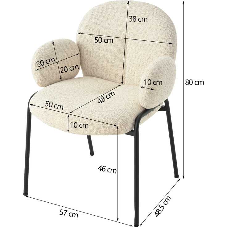 GOEURVANT 1235 Esszimmerstühle 2er-Set mit Armlehnen, Polsterstühle, Webstoff - Beige – Bild 9