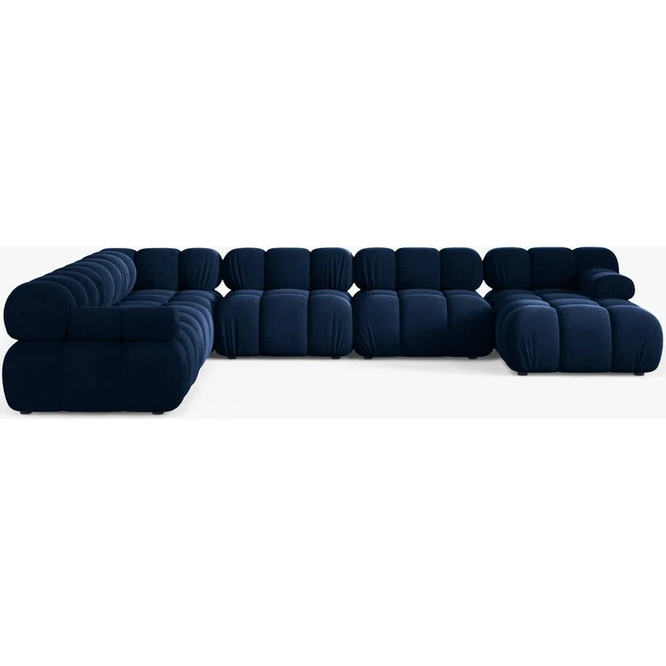 Micadoni Modulares Panorama Ecksofa Bellis 8-Sitzer Samt Bluvel Königsblau Links – Bild 2