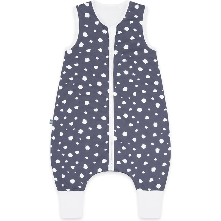 emma & noah Premium Baby Schlafsack mit Füßen Sommer, Bequem & Atmungsaktiv, 100% Bio-Baumwolle, OEKO-TEX Zertifiziert, Flauschig, Bewegungsfreiheit, 1.0 TOG (Punkte Blau, 110 cm)