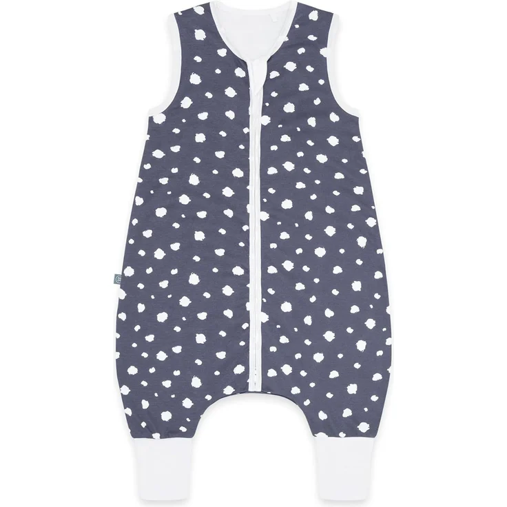 emma & noah Premium Baby Schlafsack mit Füßen Sommer, Bequem & Atmungsaktiv, 100% Bio-Baumwolle, OEKO-TEX Zertifiziert, Flauschig, Bewegungsfreiheit, 1.0 TOG (Punkte Blau, 110 cm)