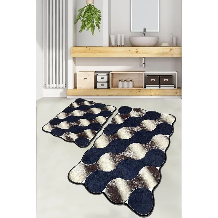 Mijolnir 'Circle - Gold' Badematten-Set (2-teilig), Dunkelblau