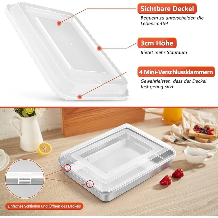 Homikit Edelstahl Backblech mit Deckel 26,5x20,5x4,7 cm Ghostwriter – Bild 3
