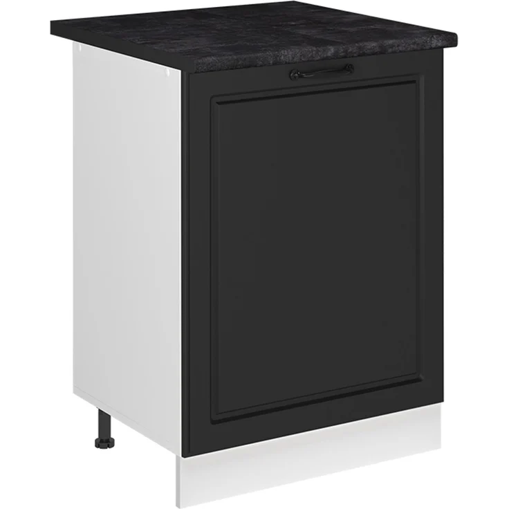 Küchenunterschrank R-Line Anthrazit Landhaus/Weiß 60 cm mit 1 Tür Arbeitsplatte Anthrazit Vicco – Bild 1