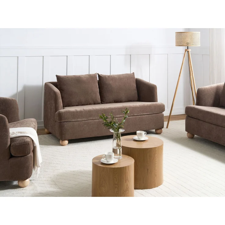 Sofa 2-Sitzer RATTVIK Chenillegewebe Braun – Bild 3