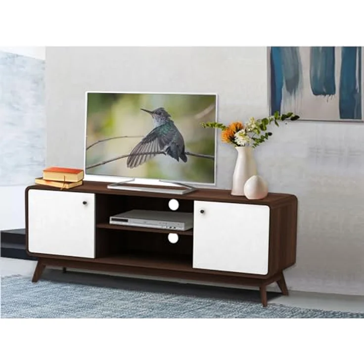 DHP Furniture Cassie TV-Möbel mit 2 Türen in Walnussoptik-Optik Weiß, Spanplatte (BxTxH) 140x39x53 cm – Bild 4