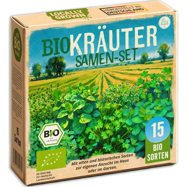Bio Kräuter Samen Set - 15 Sorten Samen - Kräutersamen - Saatgut Kräuter - Hochbeet Zubehör - Sämereien Saatgut Set Basilikum Schnittlauch & mehr (inkl. E-Book)