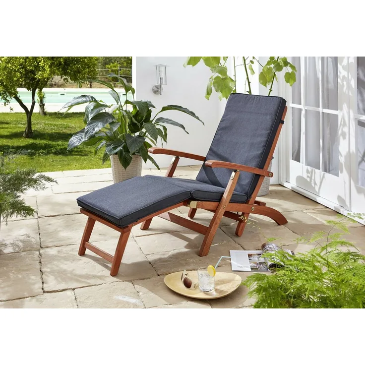 GRASEKAMP Qualität seit 1972 Auflage Anthrazit zu Deckchair Santos 174 x 51 x 6 cm Gartenliege Liegestuhl Sonnenliege Relaxliege
