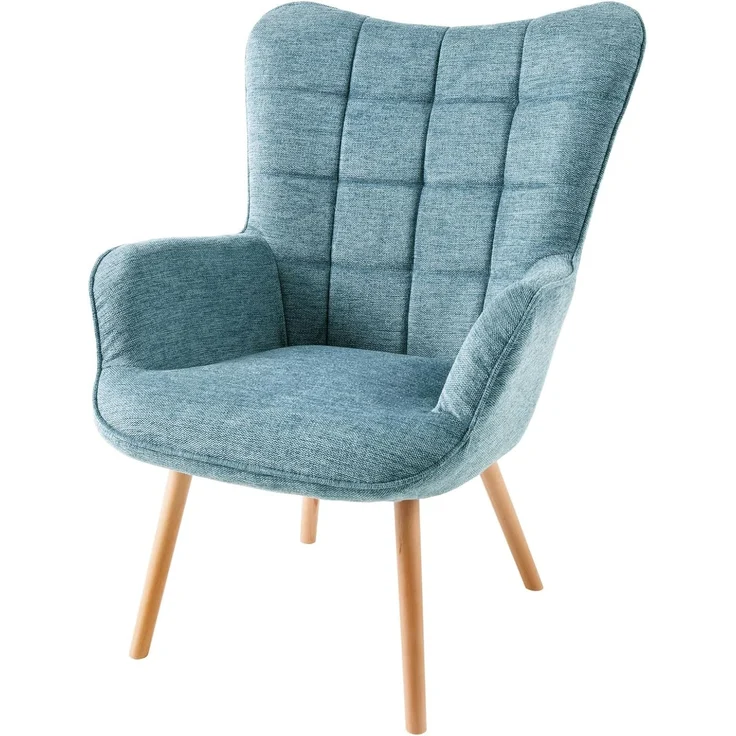 riess-ambiente Sessel SCANDINAVIA blau / natur (Einzelartikel, 1-St), Wohnzimmer · Stoff · Massivholz · mit Armlehnen · Scandinavian Design – Bild 1