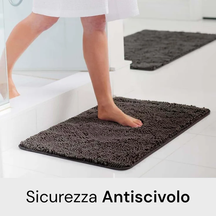 Avilia Rutschfester Badezimmerteppich aus weicher Mikrofaser, grau, 80x50 cm, ideal, um Ihr Badezimmer modern und sicher zu Machen - Der Teppich ist leicht zu reinigen und nimmt schnell Wasser auf – Bild 6