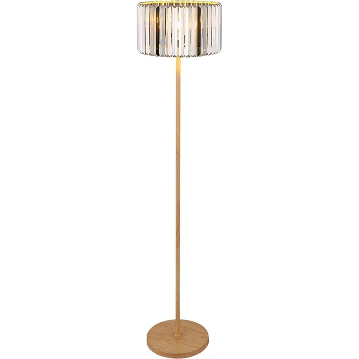 LED Stehleuchte, Metall Holzoptik, Kristalle rauch, H 150 cm – Bild 7
