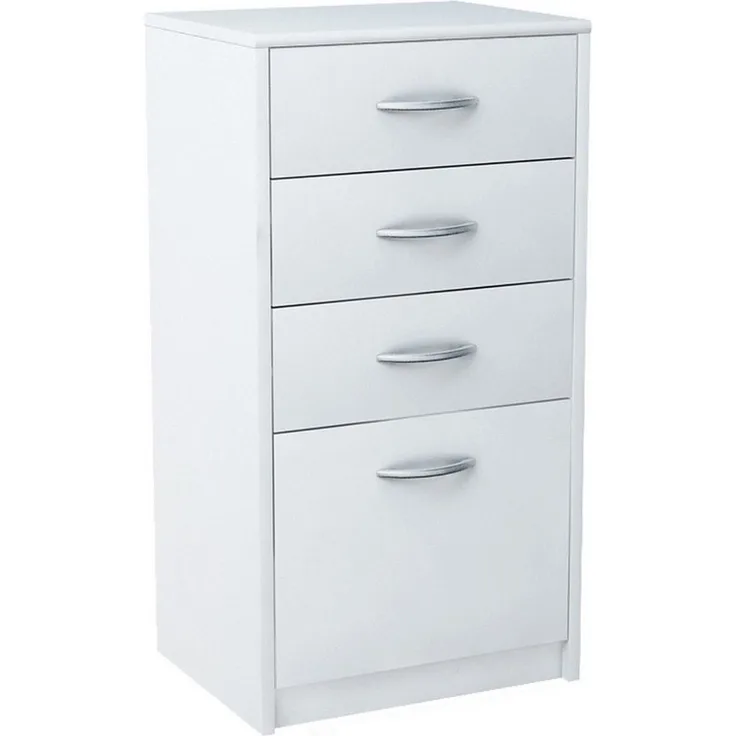 Home Collective Kommode mit 4 Schubladen mit matter Oberfläche, Kommode 45cm breit Holz (Schlafzimmer Wohnzimmer Flur Büro Organizer, Metallrollen mit Auszugsstopp), Schrank Kommode mit Schubladen Sideboard Highboard Weiß