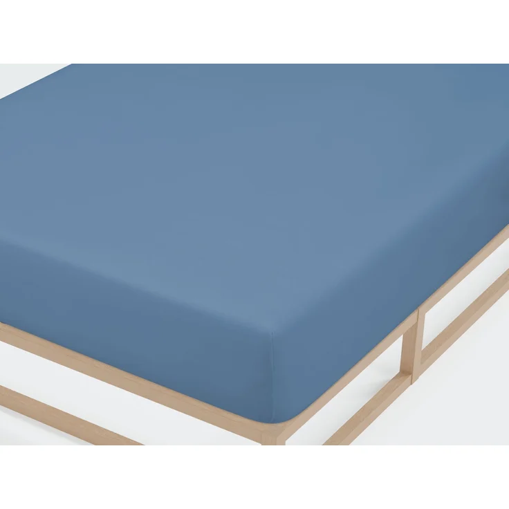biberna Jersey-Elastic-Spannbetttuch 0077866, azurblau, 1x 180x200 cm - 200x220 cm – Bild 1