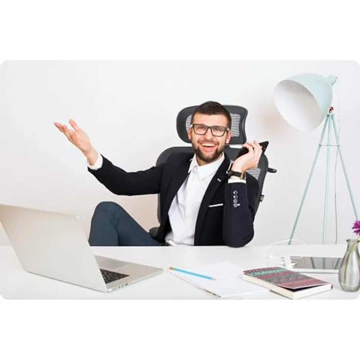 Sofotel Bürostuhl Ergonomisch Schreibtischstuhl Drehstuhl Höhenverstellbar TILT Mechnismus Armlehnen Kopfstütze PU Rollen Mikronetz Todden Schwarz – Bild 4