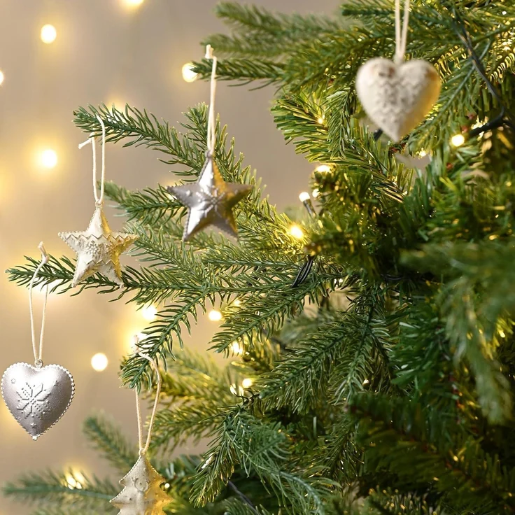 24tlg. Weihnachtsanhänger Herz Stern Baum Metall Weihnachtsdeko 5cm – Bild 4