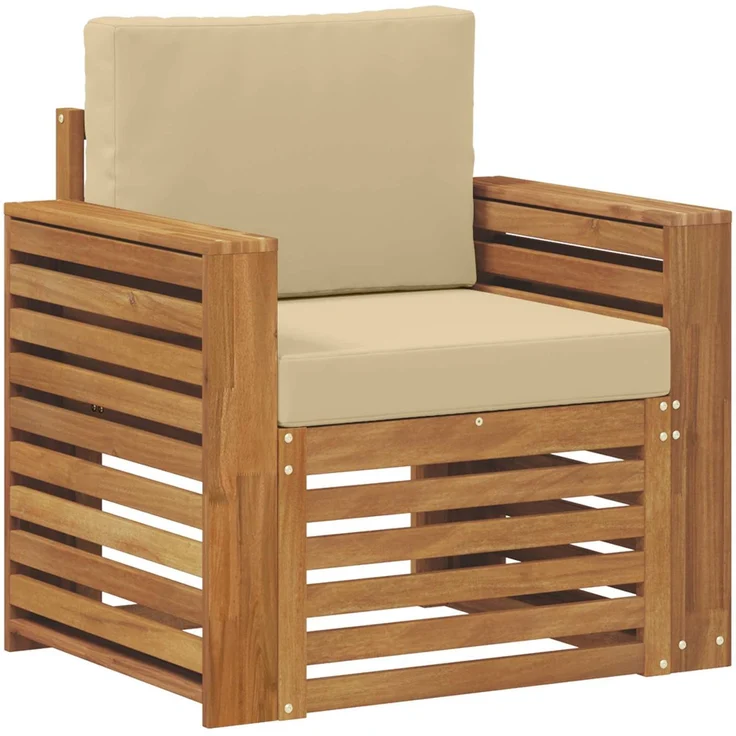 vidaXL Outdoor-Sofagarnitur Natur und Beige Massivholz Akazie 3436363 – Bild 2