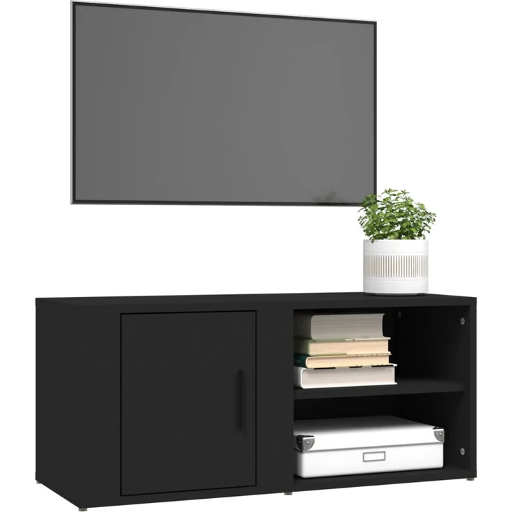 2 pcs TV-Schrank, Lowboard TV Schwarz 80x31,5x36 cm Holzwerkstoff – Bild 4