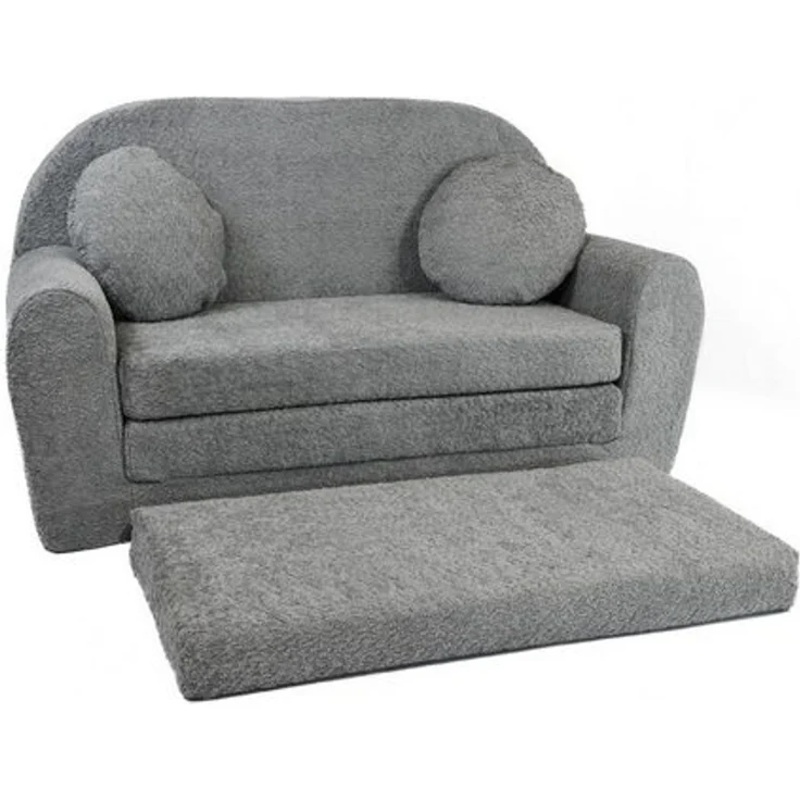 FORTISLINE Kindersofa Kindersofa aus Teddy-Stoff mit Verlängerung - Klappsofa, Spielsofa, ausklappbar – Bild 4