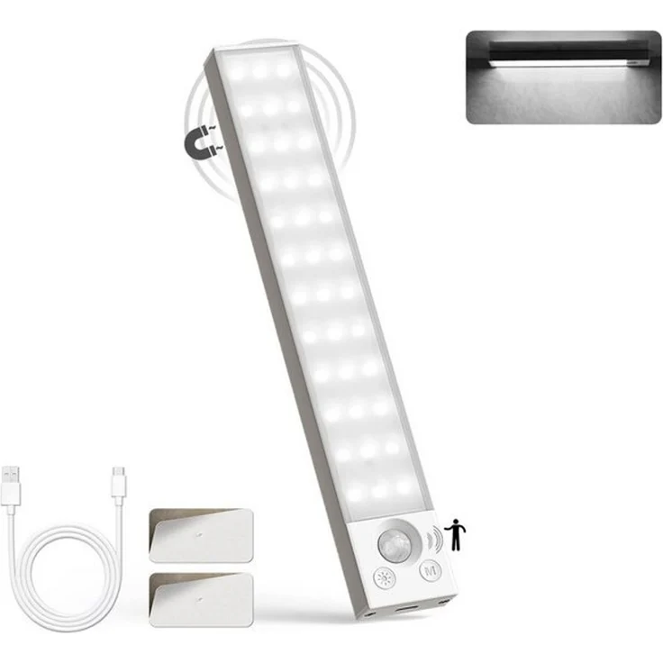 LQWELL LED Unterbauleuchte mit Bewegungsmelder, Dimmbar, Akku, USB-C Wiederaufladbar Schranklicht, LED fest integriert, Treppenlicht, Nachttischlampe 42,5 cm, 2200 mAh – Bild 4