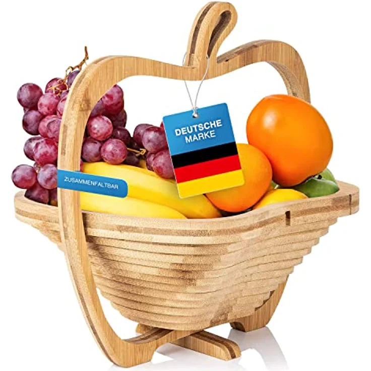 Dimono Obstschale DIMONO Obstkorb Apfelform – Obstschale faltbar Bambus, Bambus, (Faltkorb), Gemüseschale & Topfuntersetzer – Bild 10