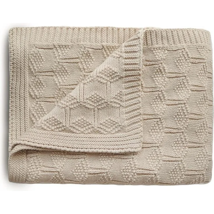 mushie Gestrickte Decke für Baby & Kinder | Decke auf 80x100 cm & 100% Bio-Baumwolle | Vielseitig & Perfekt für jedes Wetter (Honeycomb Beige) – Bild 5