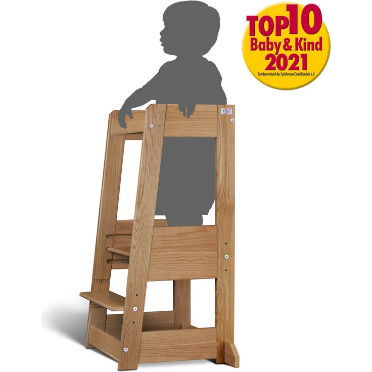 tiSsi 'Felix' Lernturm, Tritt 3-fach höhenverstellbar, Eiche, Massivholz – Bild 7
