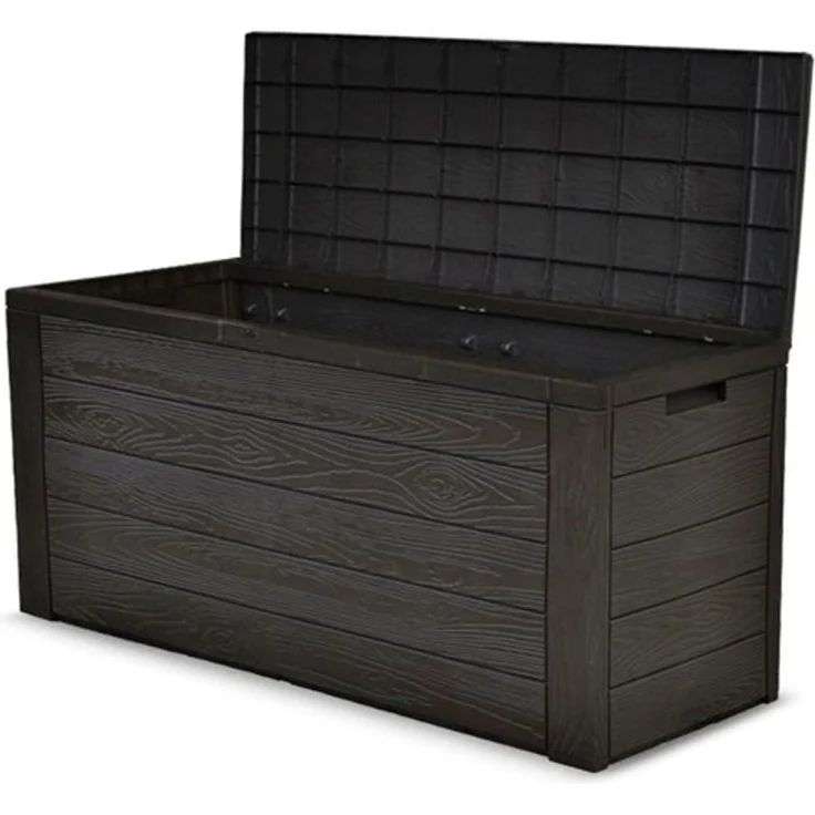 2x Gartenkissenbox Holzoptik Gartentruhe Auflagenbox Kissenbox Aufbewahrungsbox – Bild 2