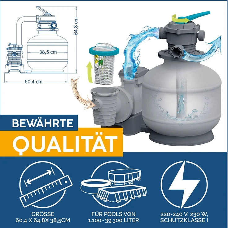 Sandfilteranlage mit Zeitschaltuhr 6.056 l/h, 230 W – Bild 4