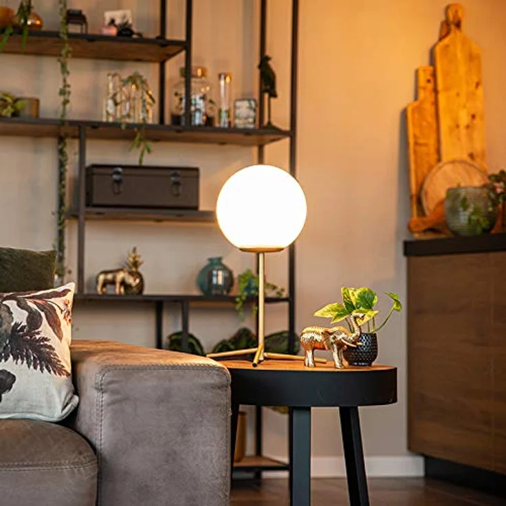 QAZQA Pallon Art Deco Tischlampe, Messing mit Opalglas, 45,5 cm, kugelförmig, E27, dimmbar, für Wohnzimmer und Schlafzimmer – Bild 2