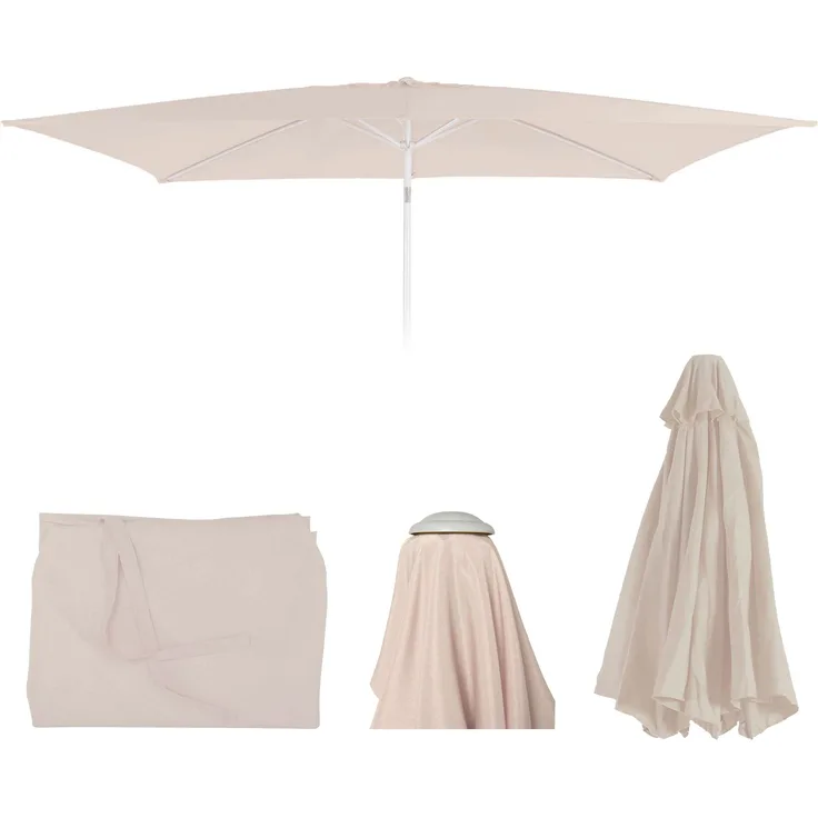 Ersatz-Bezug für Sonnenschirm N23, Sonnenschirmbezug Ersatzbezug, 2x3m rechteckig Stoff/Textil 4,5kg UV 50+ ~ creme