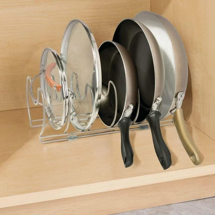 Geschirrablage silber Topfdeckelhalter Pfannenhalter Metall Ständer Rack mDesign – Bild 5