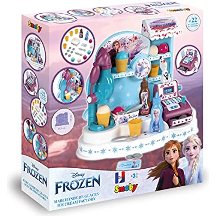 Smoby Frozen Ice Cream Factory, Eisshop im Disney "Die Eiskönigin" Design mit Eismaschine und bunten Stickern – Bild 6