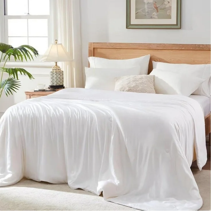 Elemuse Sommerbettdecke Kühldecke Sommerdecke, Selbstkühlende Atmungsaktive Extraleicht Decke, Füllung: 30% hochwertig Sojafaser und 70% Polyester, Bambus Sommer Weich Wohndecke OEKO-TEX® – Bild 1