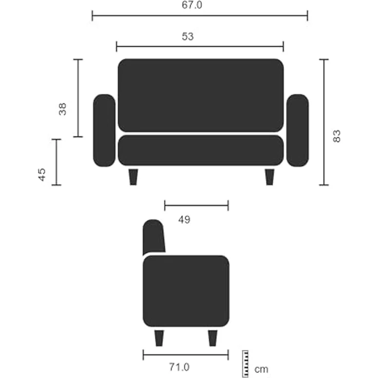 hjh OFFICE Loungesessel 1-Sitzer Aruba Black Kunstleder Polstersessel modern mit Stahlgestell, 78 x 67 x 71 cm, Schwarz – Bild 3