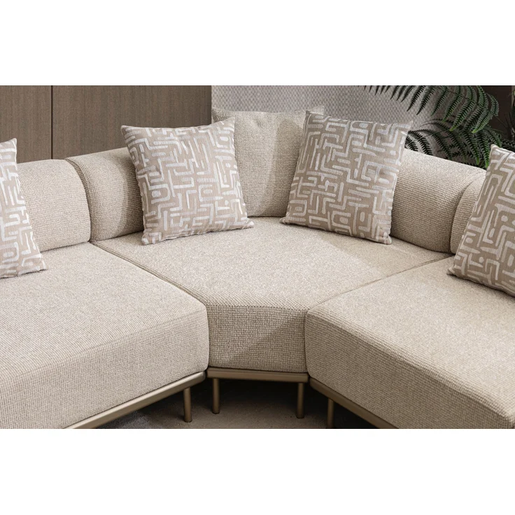 Ecksofa "Norella" mit Hocker-Beige – Bild 4