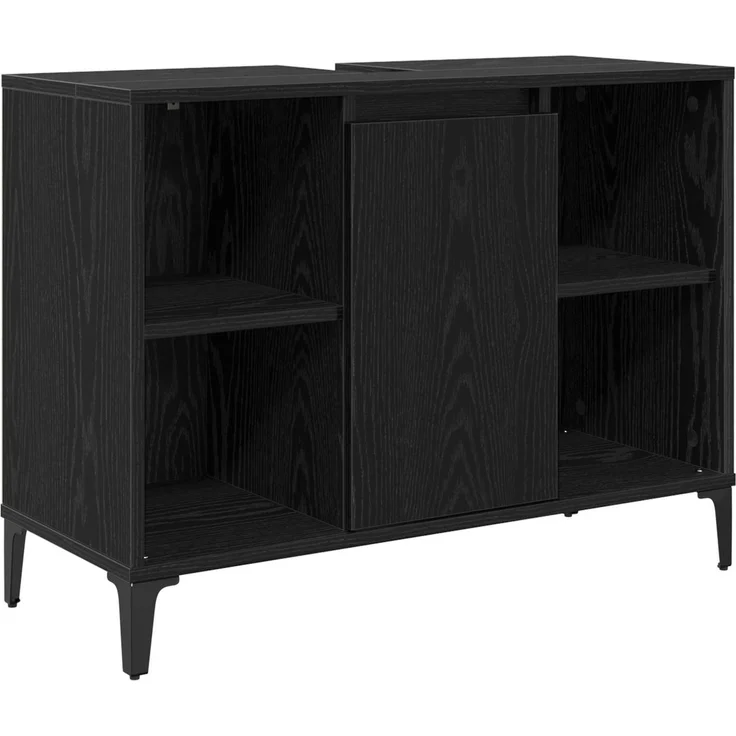vidaXL Waschbeckenunterschrank Schwarz Eichen-Optik 80 x 33 x 60 cm 881275 – Bild 2