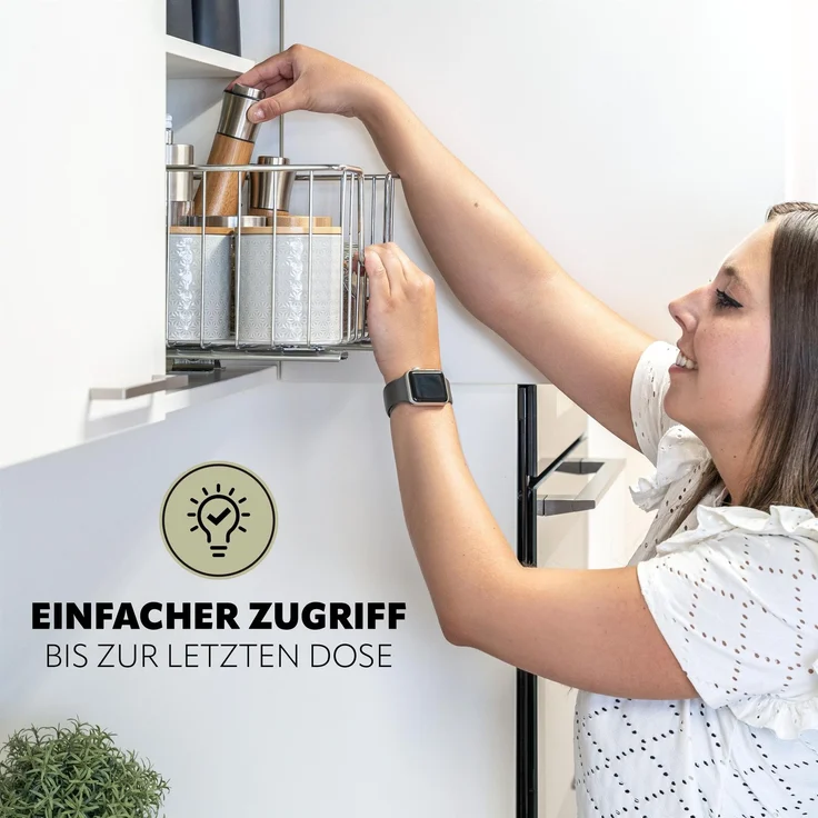 Korbauszug für Küchenoberschränke 30 cm Breite, chrom – Bild 3
