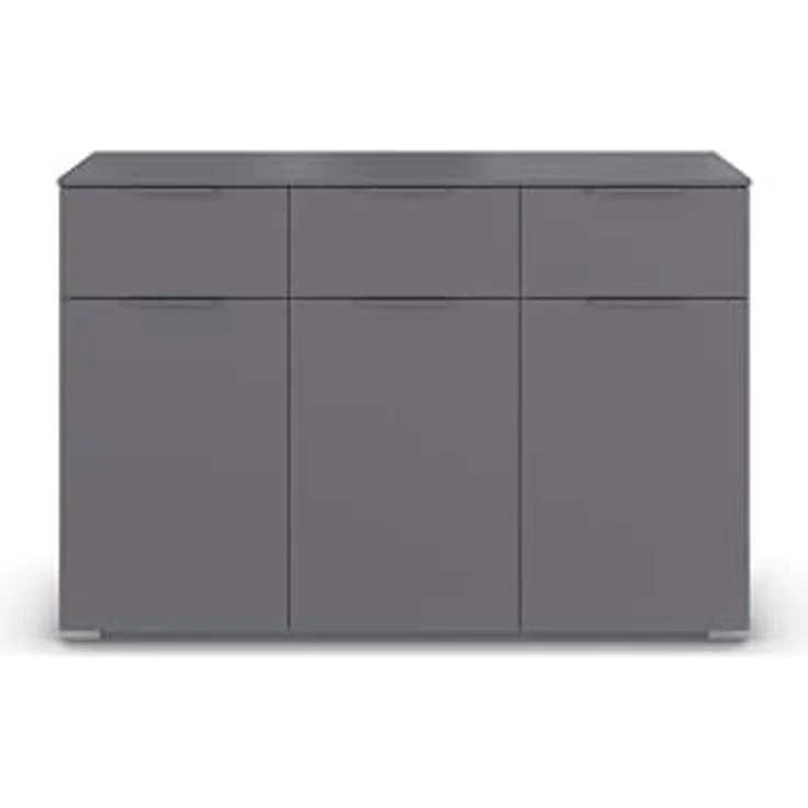 Rauch Möbel Alabama, Kommode für Schlafzimmer, Kinderzimmer, Garderobe, Flur, 3-türig, mit 3 Schubladen, Soft-Close-Funktion, Farbe Grau metallic, Schwarz, Maße 120x81x42cm – Bild 6